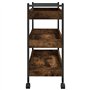vidaXL Chariot de Cuisine, Étagère avec Roues, Chariot de Service, Meuble de Rangement Salon Salle de Bain Intérieur, Chêne Fumé