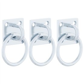 vidaXL Anneaux d'attelage avec plaques 3 pcs argenté Acier