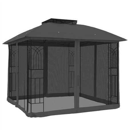 vidaXL Tonnelle Double Toit parois Filet Anthracite 2