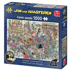 Jan Van Haasteren - JVH - Bataille de Ludo - NK Mens Erger Je Niet - Puzzle Adulte - Humoristique - Carton 100% recyclé - 1000 p