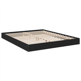 vidaXL Cadre de Lit Double Noir 160x200 cm en Bois d'Ingénierie - Meuble de Chambre à Coucher