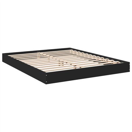 vidaXL Cadre de Lit Double Noir 160x200 cm en Bois d'Ingénierie - Meuble de Chambre à Coucher