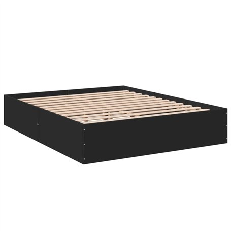 vidaXL Cadre de lit Noir 160x200 cm Bois d'ingénierie