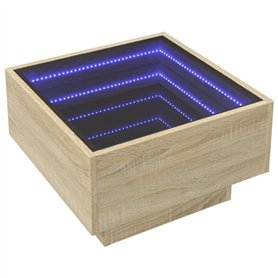 vidaXL Table basse avec LED 50 x 50 x 30 cm en bois d'ingénierie chêne sonoma