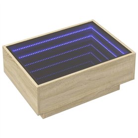 vidaXL Table basse avec lumières LED – Table d'appoint moderne en chêne Sonoma pour salon 70 x 50 x 30 cm