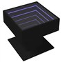 vidaXL Table basse noire avec lumières LED RVB - Bois d'ingénierie - 50 x 50 x 45 cm - Pour salon/chambre à coucher