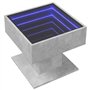 vidaXL Table basse - Miroir LED Infinity - Bois d'ingénierie - Gris béton - 50 x 50 x 45 cm - RVB - Moderne - Pour salon