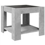 vidaXL Table basse LED avec miroir infini LED, table basse pour salon, bois gris béton