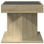 vidaXL Table basse avec lumières LED RVB, chêne sonoma, table carrée en verre, 50 x 50 x 45 cm