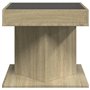 vidaXL Table basse avec lumières LED RVB, chêne sonoma, table carrée en verre, 50 x 50 x 45 cm