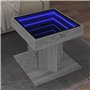 vidaXL Table basse en bois d'ingénierie Sonoma grise avec miroir LED Infinity - Meubles de salon modernes - 50 x 50 x 45 cm