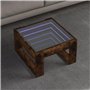 vidaXL Table basse avec miroir LED Infinity - Chêne fumé - Bois d'ingénierie - 50 x 53 x 30 cm - Pour chambre/salon - Lumières R