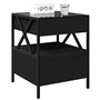 vidaXL Table de chevet LED Infinity noire 40 x 40 x 51 cm – Cadre en bois et métal avec lumières RVB
