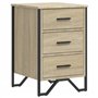 vidaXL Table de chevet - Table de chevet 3 tiroirs en chêne sonoma - Pieds en bois et métal - Meuble de chambre à coucher 40 x 4