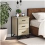 vidaXL Table de chevet - Table de chevet 3 tiroirs en chêne sonoma - Pieds en bois et métal - Meuble de chambre à coucher 40 x 4