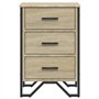 vidaXL Table de chevet - Table de chevet 3 tiroirs en chêne sonoma - Pieds en bois et métal - Meuble de chambre à coucher 40 x 4