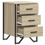 vidaXL Table de chevet - Table de chevet 3 tiroirs en chêne sonoma - Pieds en bois et métal - Meuble de chambre à coucher 40 x 4