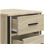 vidaXL Table de chevet - Table de chevet 3 tiroirs en chêne sonoma - Pieds en bois et métal - Meuble de chambre à coucher 40 x 4