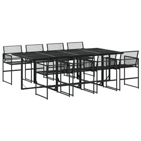 vidaXL Ensemble à Manger de Jardin 9 pcs Noir Résine tressée