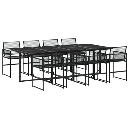 vidaXL Ensemble à Manger de Jardin 9 pcs Noir Résine tressée