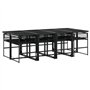 vidaXL Ensemble à Manger de Jardin 9 pcs Noir Résine tressée, Ensemble de Salle à Manger d'extérieur, Meuble de Salle à Manger d