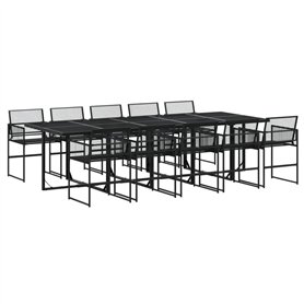 vidaXL Ensemble à Manger de Jardin 11 pcs Noir résine tressée