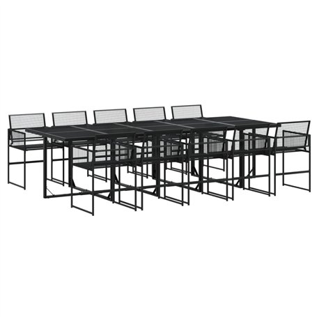 vidaXL Ensemble à Manger de Jardin 11 pcs Noir résine tressée