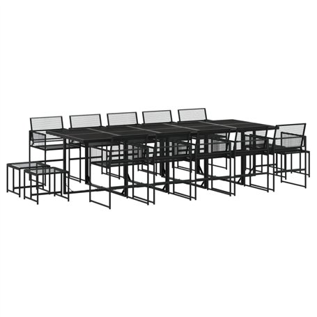 vidaXL Ensemble à Manger de Jardin 15 pcs Noir résine tressée