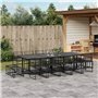 vidaXL Ensemble à Manger de Jardin 15 pcs Noir résine tressée