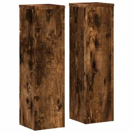vidaXL Supports pour plantes 2 pcs chêne fumé bois d'ingénierie