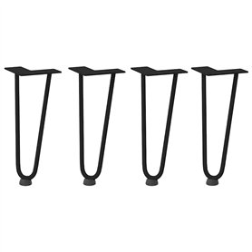 vidaXL Pieds de table en forme d'épingle à cheveux 4 pcs noir 30 cm