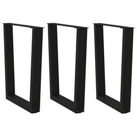 vidaXL Pieds de Table à Manger Forme de V 3 pcs Noir 70x(72-73
