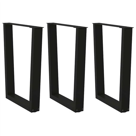 vidaXL Pieds de Table à Manger Forme de V 3 pcs Noir 70x(72-73