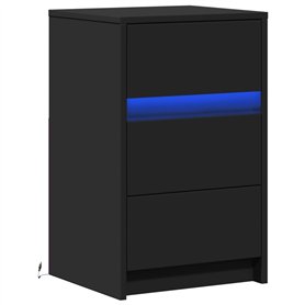 vidaXL Armoire de chevet avec lumières LED noir bois d'ingénierie