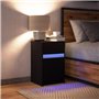vidaXL Armoire de chevet avec lumières LED noir bois d'ingénierie, table d'appoint, armoire de lit, table d'appoint pour la cham