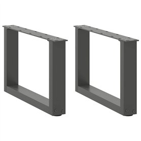 vidaXL Pieds de Table Basse Forme de U 2 pcs Anthracite 50x(30-31) cm