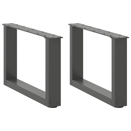 vidaXL Pieds de Table Basse Forme de U 2 pcs Anthracite 50x(30-31) cm
