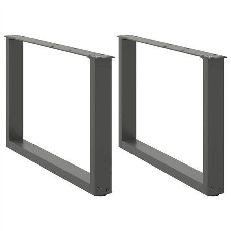 vidaXL Pieds de Table Basse Forme de U 2 pcs Anthracite 60x(42-43) cm