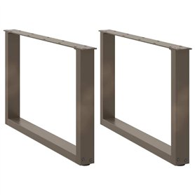 vidaXL Pieds de Table Basse Forme de U 2pcs Acier Naturel 60x(42-43) cm