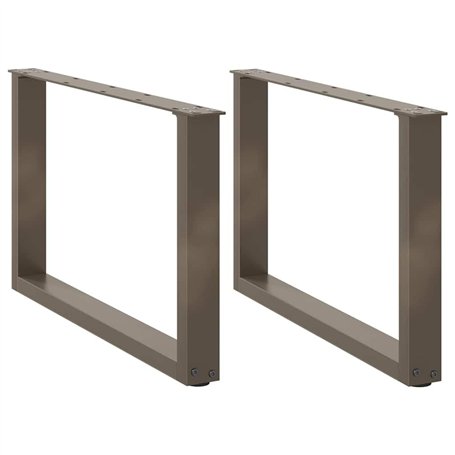 vidaXL Pieds de Table Basse Forme de U 2pcs Acier Naturel 60x(42-43) cm