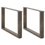 vidaXL Pieds de Table Basse Forme de U 2pcs Acier Naturel 60x(42-43) cm