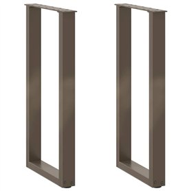 vidaXL Pieds de Table Basse Forme de U 2pcs Acier Naturel 38x(72-73) cm