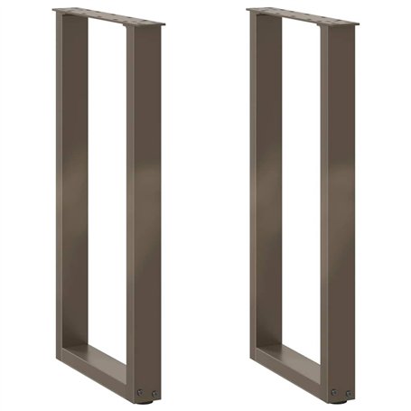 vidaXL Pieds de Table Basse Forme de U 2pcs Acier Naturel 38x(72-73) cm