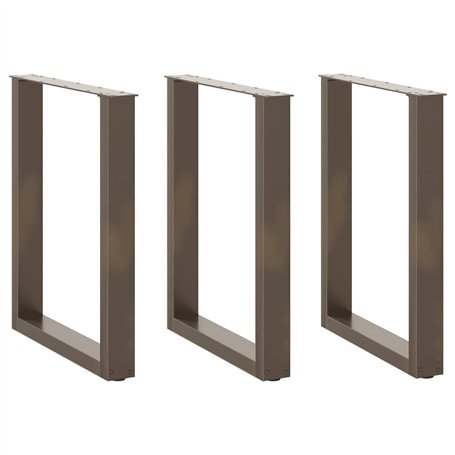 vidaXL Pieds de Table Basse Forme de U 3pcs Acier Naturel 70x(72-73) cm