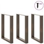vidaXL Pieds de Table Basse Forme de U 3pcs Acier Naturel 70x(72-73) cm, Pied de Table, Pied de Table en métal, Pied de Meuble, 