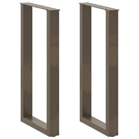 vidaXL Pieds de Table Basse Forme de U 2pcs Acier Naturel 40x(90-91) cm
