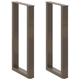vidaXL Pieds de table basse forme de U 2pcs acier naturel 50x(90-91) cm