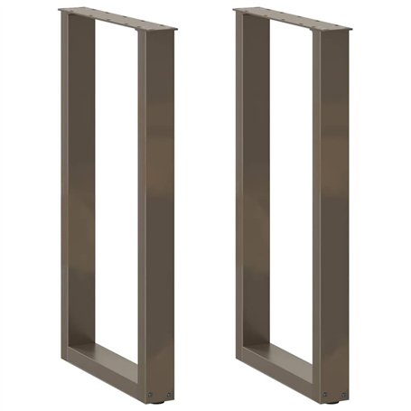 vidaXL Pieds de table basse forme de U 2pcs acier naturel 50x(90-91) cm
