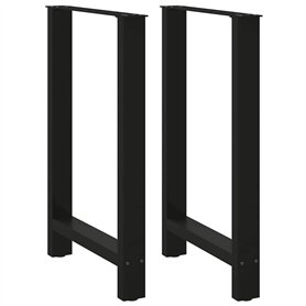 vidaXL Pieds de Table Basse Noir 2 pcs 60x(90-91) cm Acier