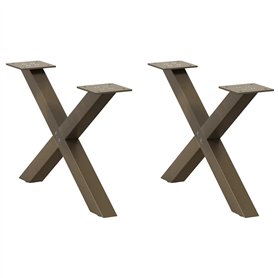 vidaXL Pieds de Table Basse Forme de X 2 pcs Acier Naturel 50x(30-31) cm Acier